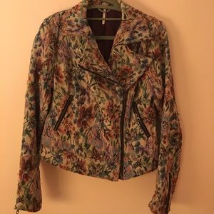 Free people vintage floral moto jacket